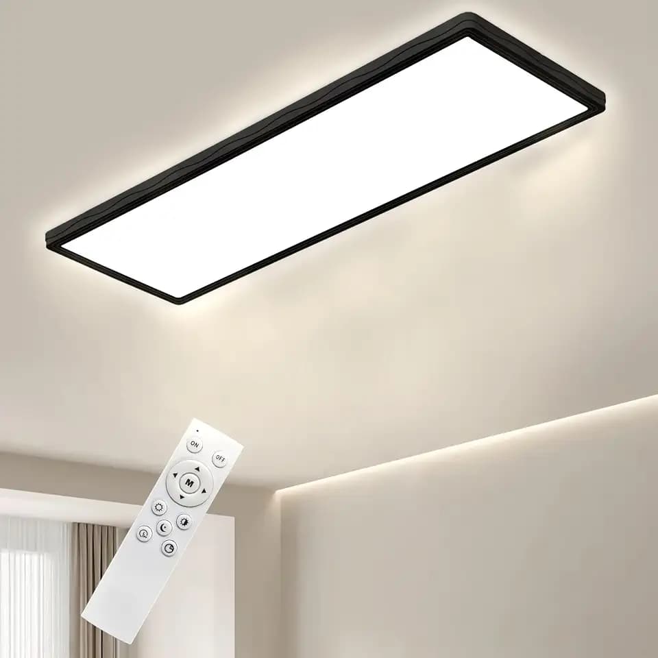LED Deckenleuchte, Deckenlampe mit Fernbedienung Dimmbar 58x20cm-Schwarz