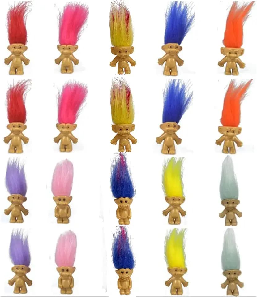 20PCS 1.2" Mini Troll Dolls Bulk, Vintage Good Luck Troll Dolls