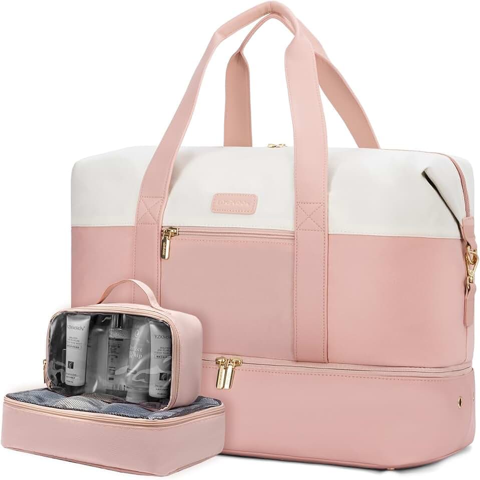 LOVEVOOK Weekender Bag for Women, Large Duffle Bag for Travel with 2 Packing Cubes, Carry on Overnight Bag with Shoe Compartment, Mom Hospital Bags for Labor and Delivery