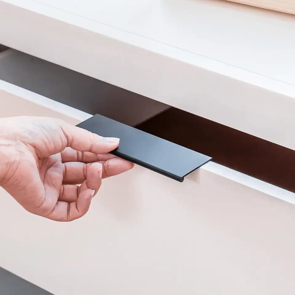 homdiy 10 Pack 4inch(102mm) Black Edge Finger Pulls Cabinet Handles for Kitchen Cabinets Drawers Dresser Concealed Mount Flat Hardware Aluminum Alloy 5 Inch