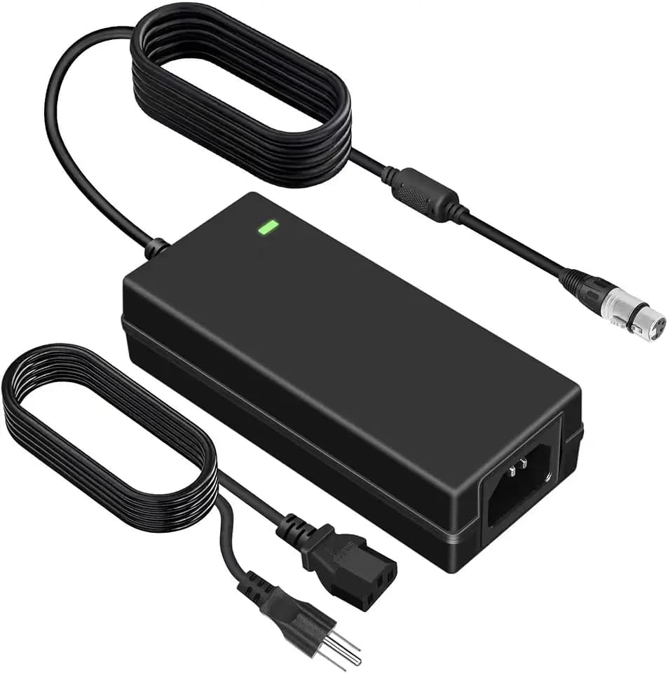 4-Pin XLR Power Adapter Compatible with Sony F55 Venice Canon C500 MKII Panasonic Zaxcom Fusion, 12V 5A, 60W, Black, Compact, Fast Charging