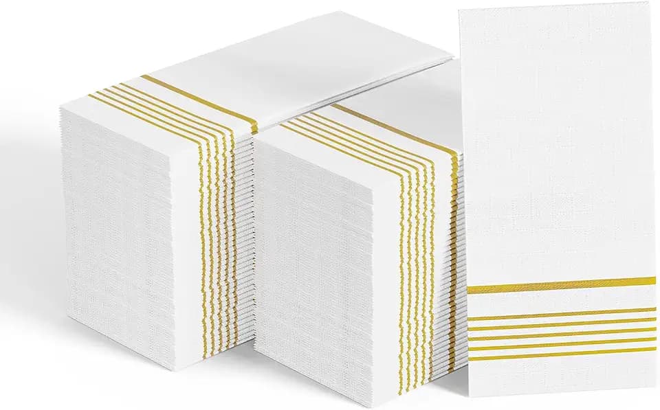 400 Gold Disposable 3-Ply Paper Dinner Napkins, Guest Hand Towels