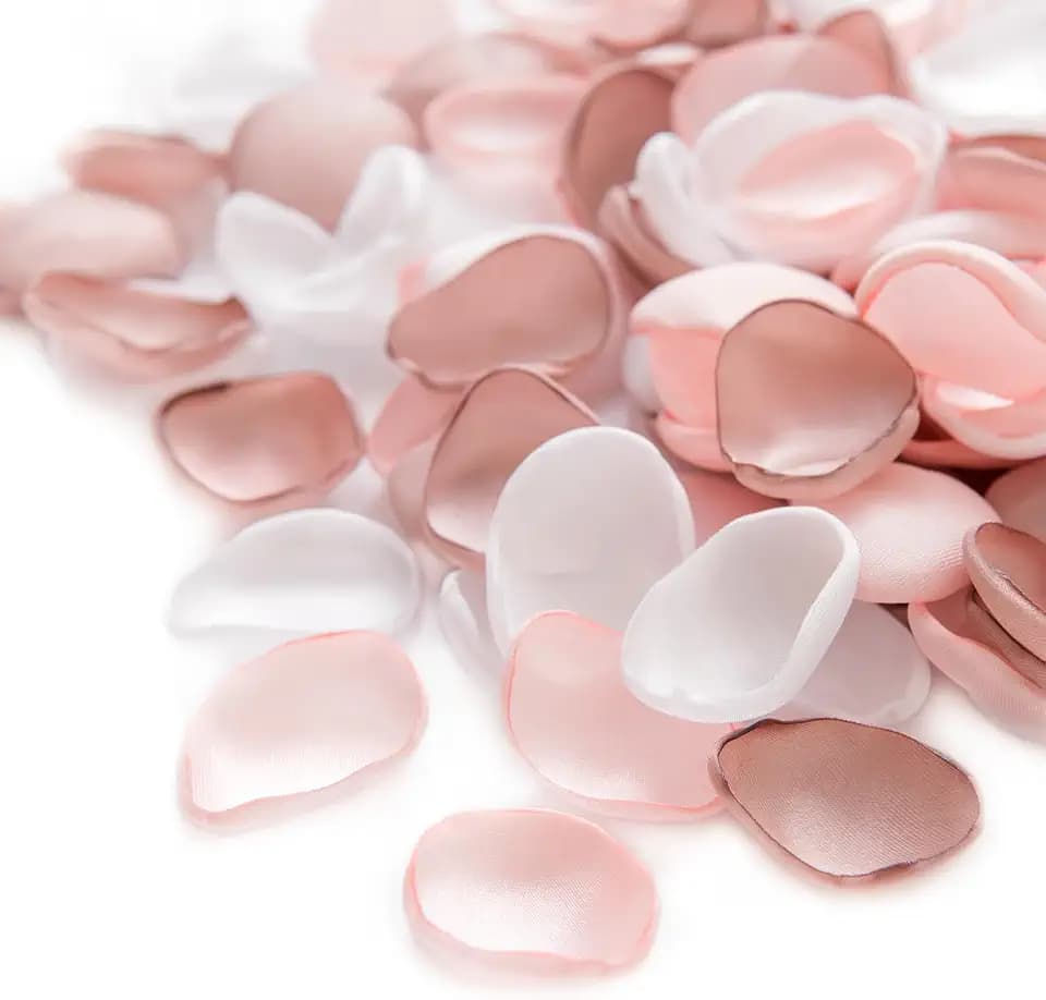 Ling's moment Silk Rose Petals, Blush White Dusty Rose, 200pcs