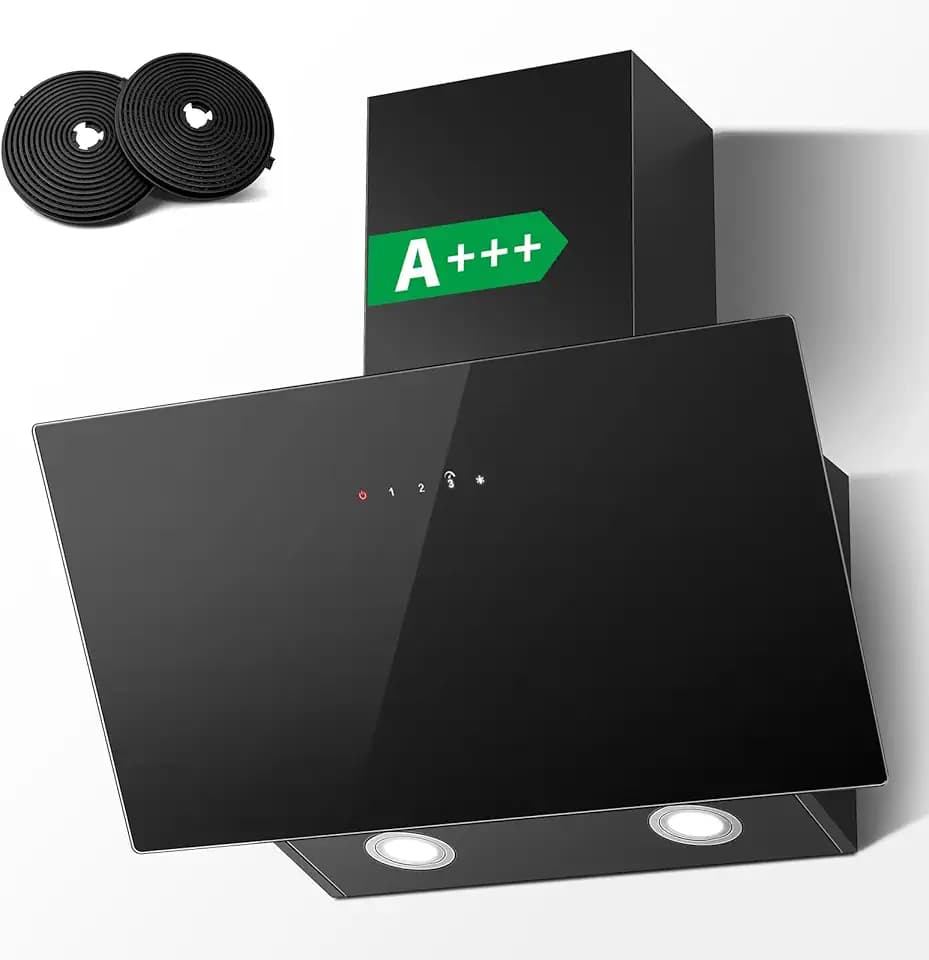 TopStrong Dunstabzugshaube 60cm, 800 m³/h Abzugshaube Umluft/Abluft mit Aktivkohlefilter, A+++, Leise Kopffreihaube mit LED-Beleuchtung, Wandhauben 3 Stufen + Booster Touchscreen, Bürstenloser Motor