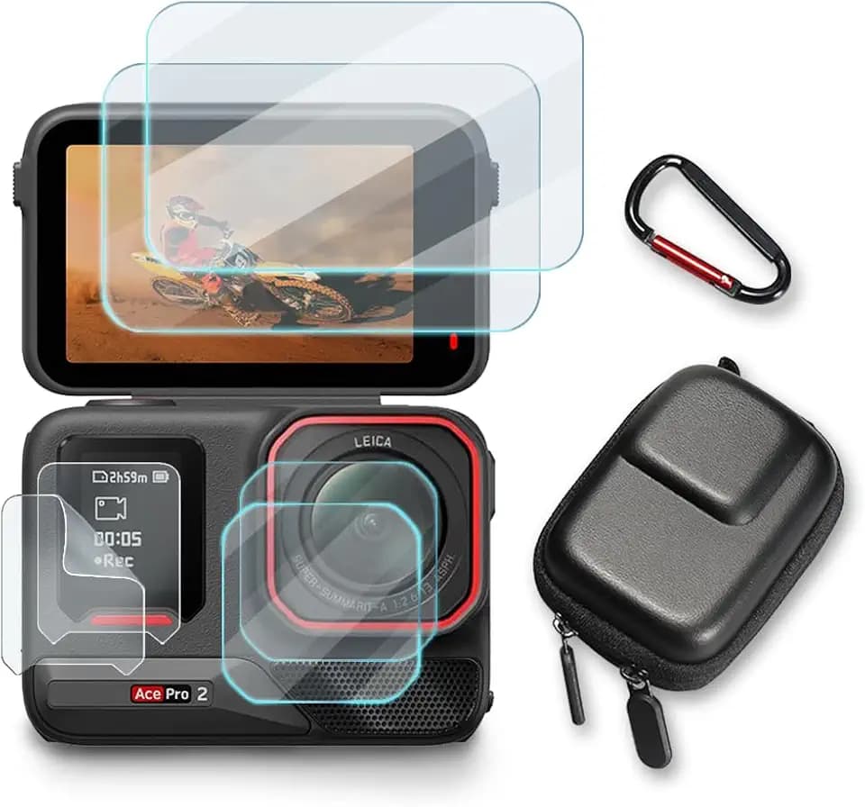 Screen Protector for Insta360 Ace Pro 2 Camera and Hard Shell Carrying Case