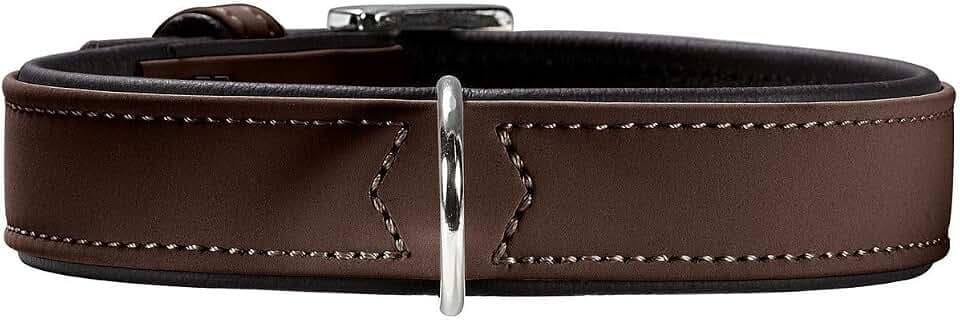 HUNTER SOFTIE Hundehalsband, Kunstleder, samtig, pflegeleicht, 55 (M-L), braun