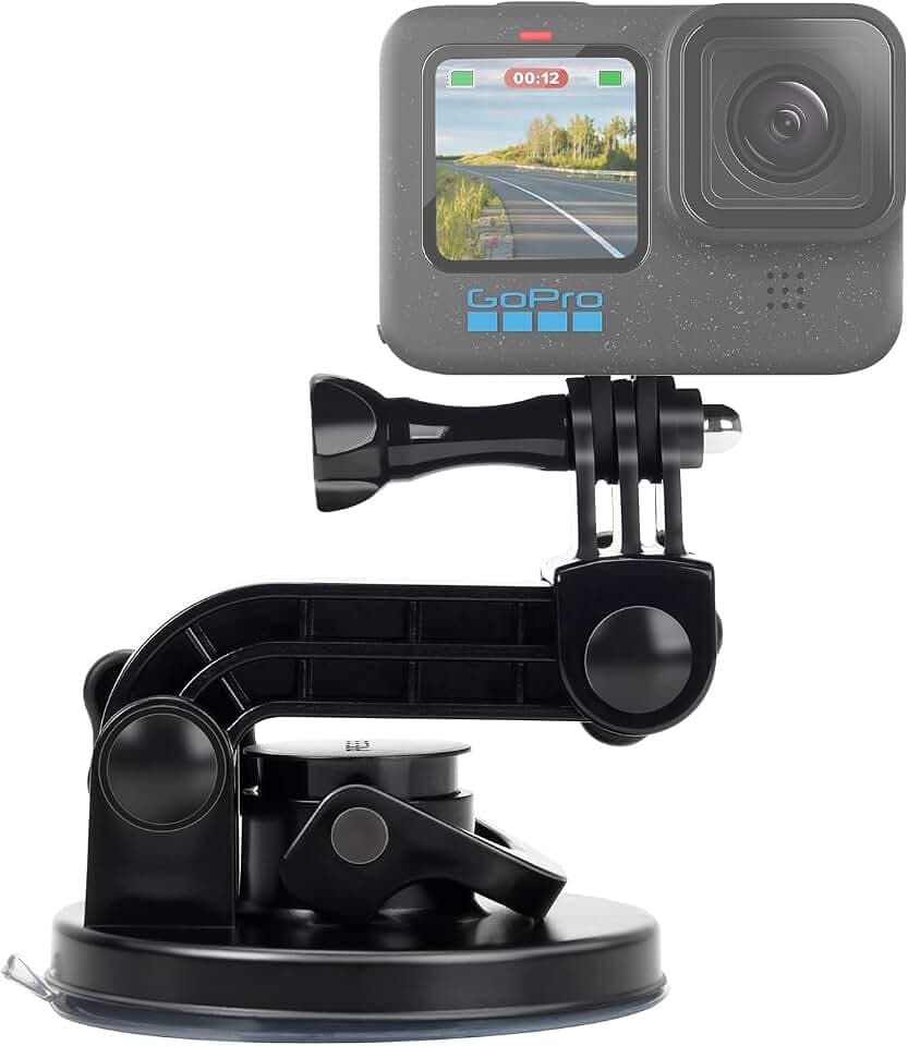 Suptig Suction Cup Mount Compatible for Gopro Mission 1 Pro/Gopro Hero 13/12/11/10/9/8/7/6/5/4/3/2 Gopro Max2, Hero+, Hero Session, Dji Action, Insta 360 Action Cameras Car Windshield and Window Mount