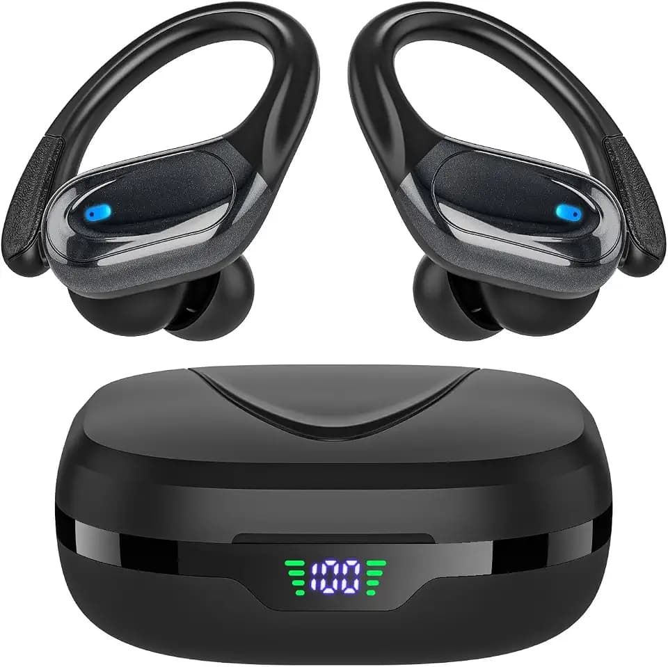 HAOYUYAN Wireless Earbuds, Sports Bluetooth Headphones, 80Hrs Playtime Ear Buds with LED Power Display, Noise Canceling Headset, IPX7 Waterproof Earphones for Workout/Running