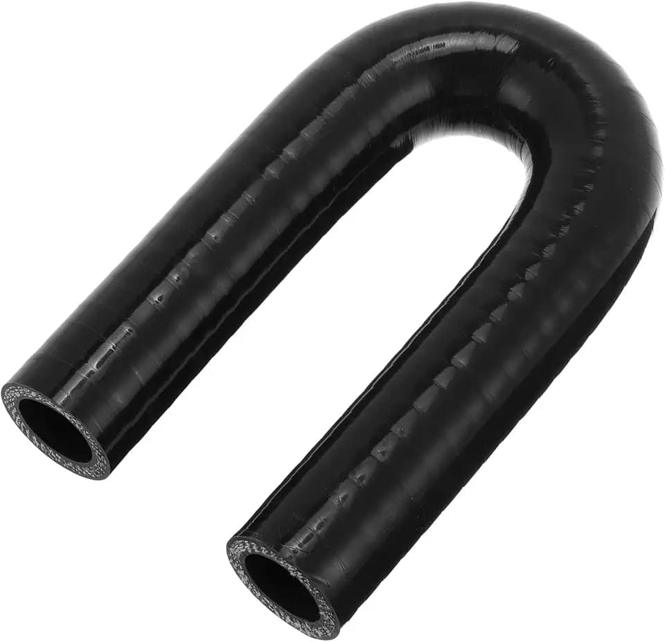 ACROPIX ID 3/4'' Inch 19mm 180 Degree U Bend Shape Silicone Elbow Coupler Hose Black Car Coolant Tube Universal 4-Ply Reinforced Rubber Tubing Intake Boots