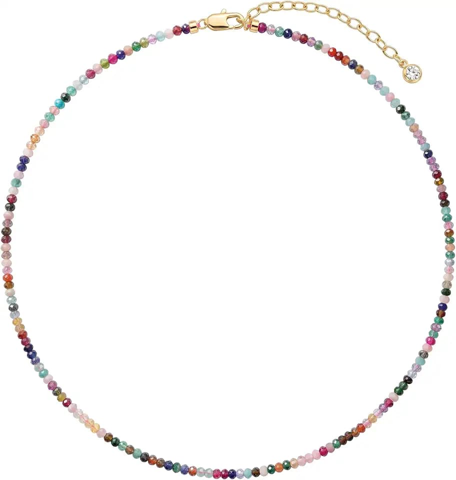 MTMY Beaded Gemstone Choker Necklace for Women