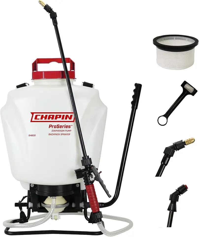 CHAPIN International 64800 4-Gallon ProSeries Liquid and Wettable Powder Diaphragm Pump Backpack Sprayer for Fertilizer, Herbicides and Pesticides, 4-Gallon (1 Sprayer/Package)