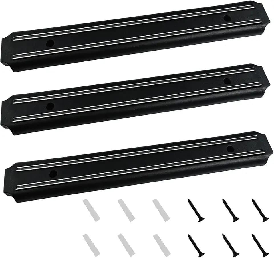 3 Stück Messermagnete Wand, Magnetischer Edelstahl Messerhalter (Schwar)