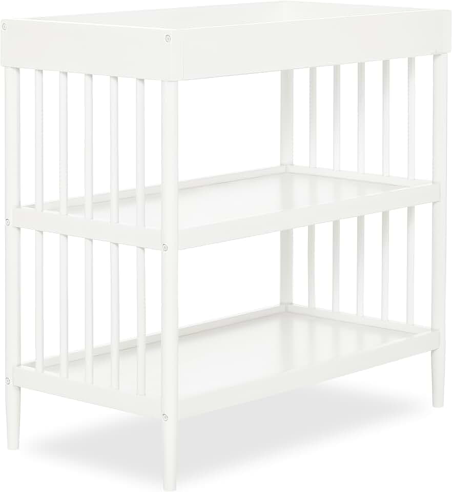 Dream On Me Clover Changing Table with Rounded Spindles in White