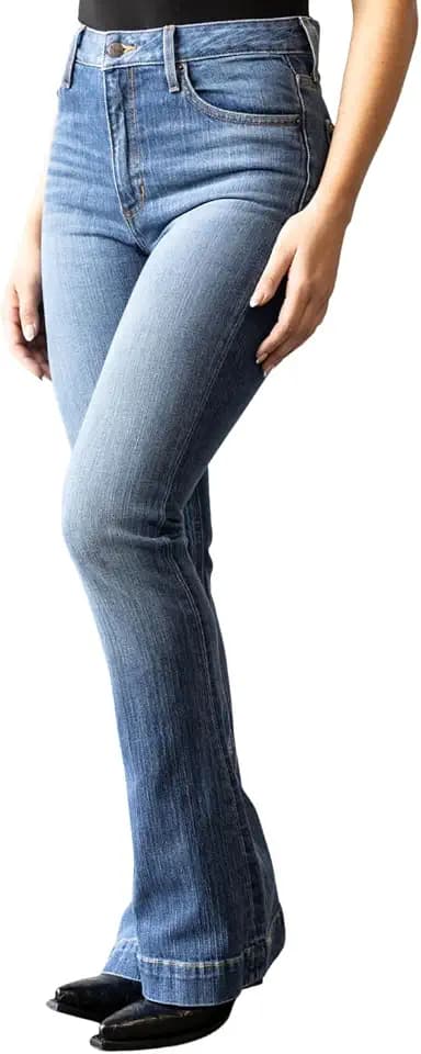 Kimes Ranch Women's Jennifer Ultra-High Rise Wide Flare Dark Wash Jeans