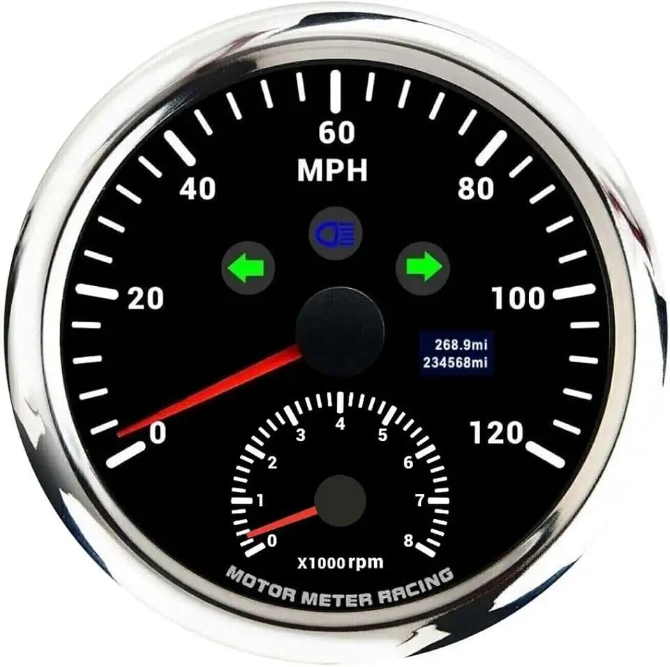 MOTOR METER RACING 110mm 4-3/8" W PRO 2 in 1 GPS Speedometer Tachometer