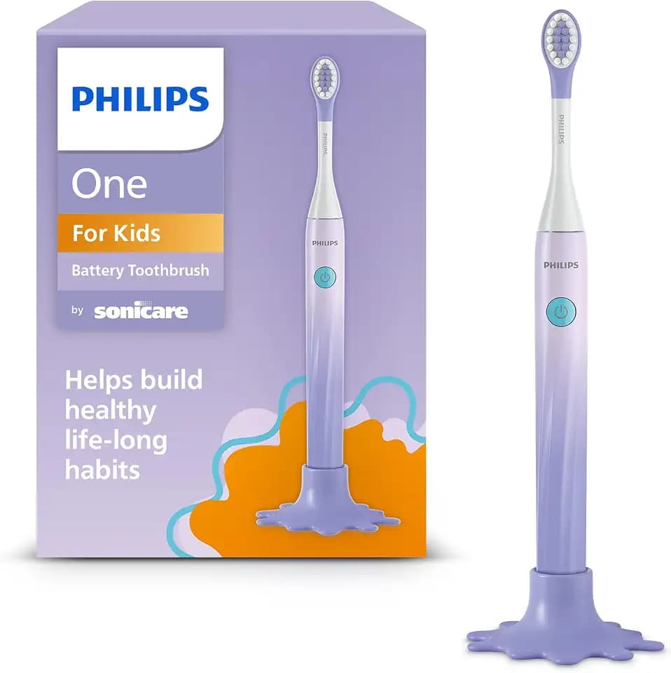 Philips Sonicare One for Kids Battery Toothbrush, 1 Brush Head, Purple
