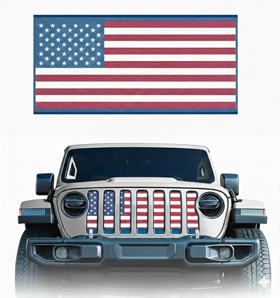 Xprite Grill Insert Compatible with Jeep JL JT 2018-2026 Red Blue US Flag