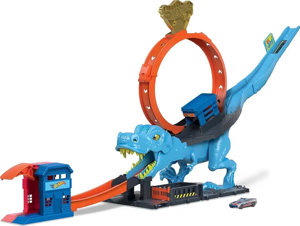 ​Hot Wheels City T-Rex Chomp Down Track Set & 1 Toy Car​​​
