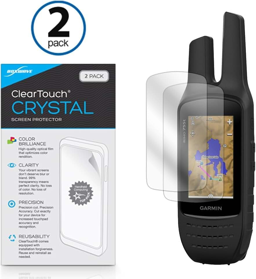 BoxWave Screen Protector Compatible with Garmin Rino 755t - ClearTouch Crystal (2-Pack), HD Film Skin - Shields from Scratches