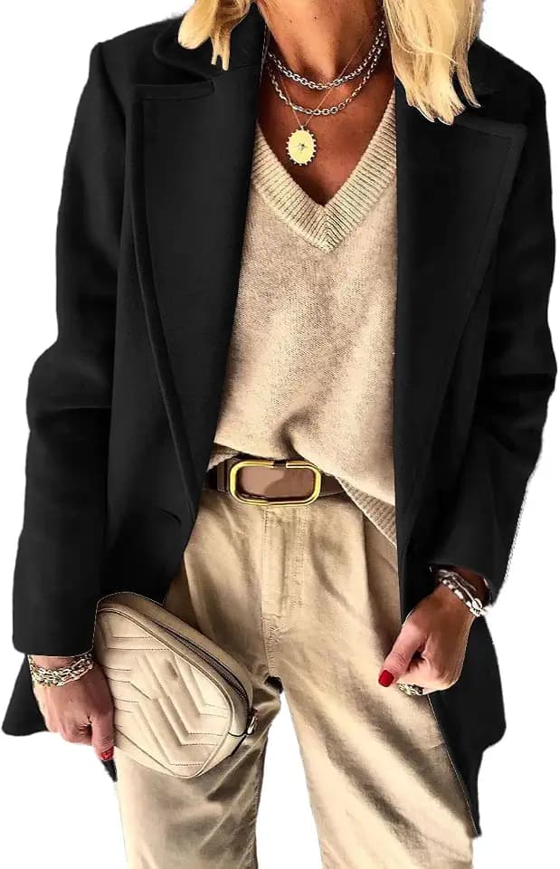 IDEALSANXUN Womens Wool Blazer Fall Winter Pea Coat Business Work Suit Jackets