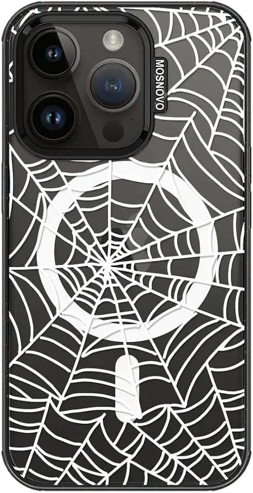 MOSNOVO for iPhone 14 Pro Case for MagSafe, Spider Web, Black