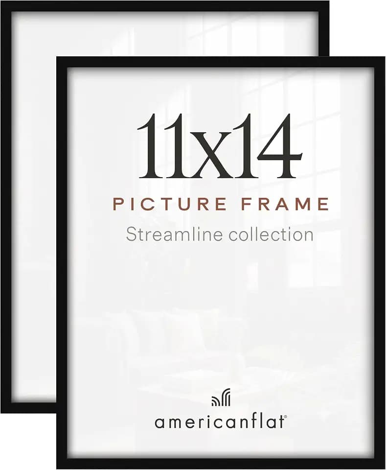Americanflat 11x14 Picture Frame 2-Pack - Slim Molding - Black