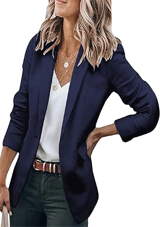 OMZIN Damen Casual Trendy Blazer Langarm Revers Open Front Büro Arbeit Business Jacken