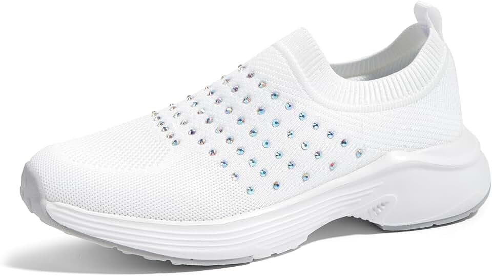 LUCKY STEP Women's Rhinestone Walking Shoes