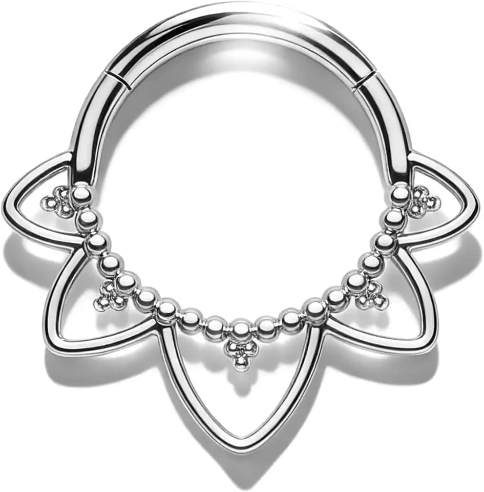 Septum Rings, 16G Lotus Septum Jewelry, Stainless Steel Helix Daith Earrings for Women, Cute Daith Rook Piercing Jewelry