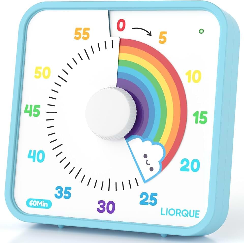 LIORQUE 19cm Visueller Timer 60 Minuten Countdown Timer
