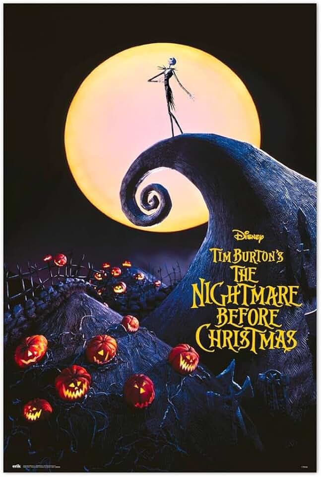 Grupo Erik Disney Poster - Nightmare Before Christmas Poster - Kunstdruck - Deko Wohnzimmer oder Deko Schlafzimmer - Deko Zimmer - Größe : 61 x 91 - Offizielle Lizenz - Disney Fanartikel
