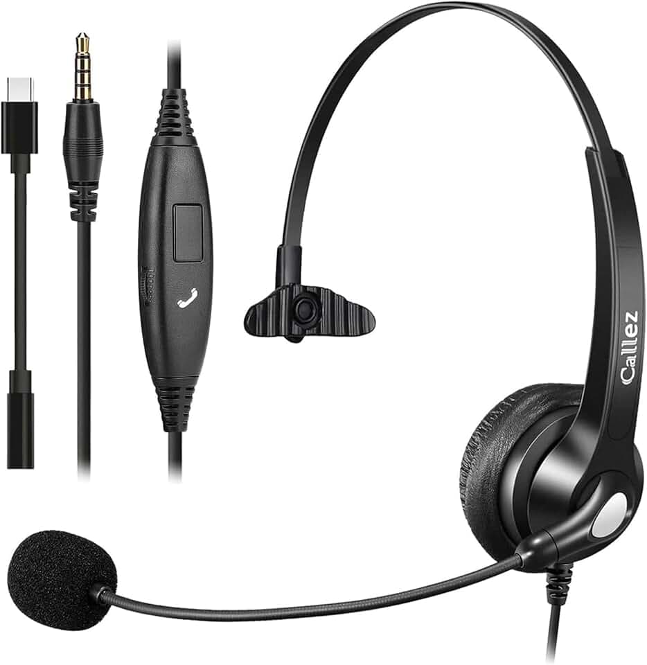 Callez 3,5mm Klinke Headset Handy mit Mikrofon Noise Cancelling