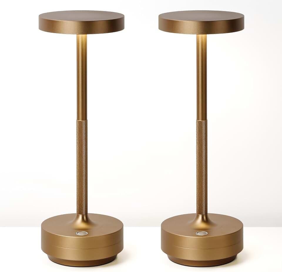 LED Cordless Lamp 5000mAh Table Lights Rechargeable 2-Pack Bronze