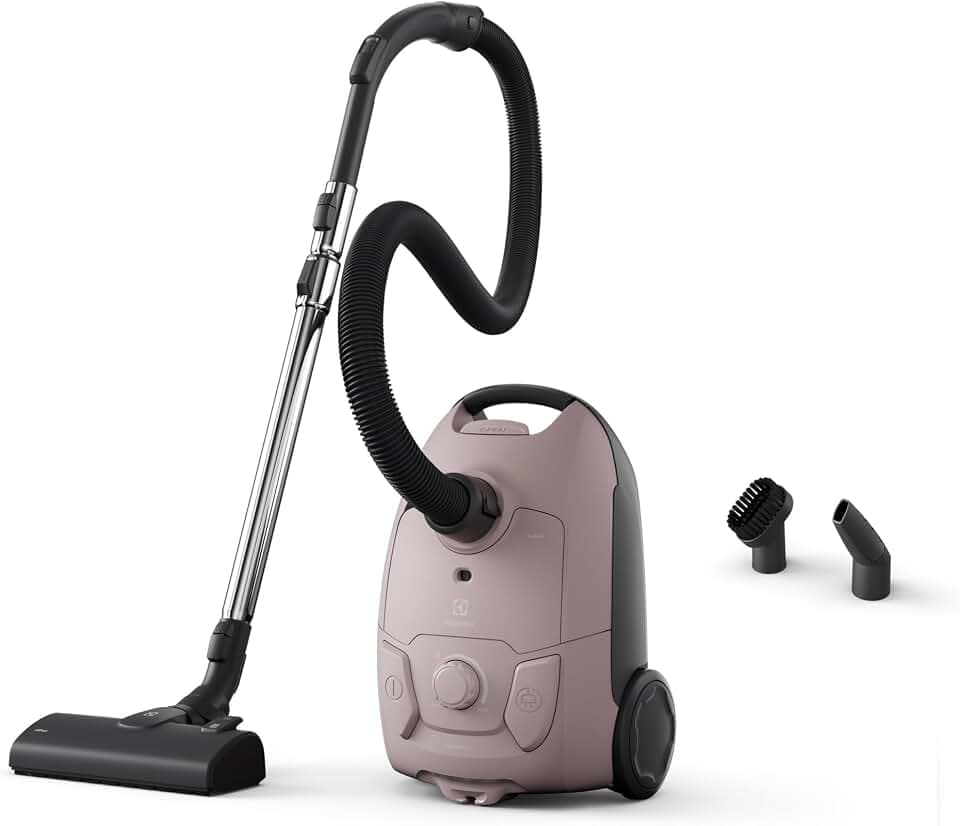 Electrolux Clean 500 Staubsauger mit leistungsstarkem Beutel EB51C1WP, kompakt, leicht, umweltfreundlich, Glatte Kombidüse, einfache Handhabung, manuelle Steuerung der Leistung, kompakte Größe, Rosa