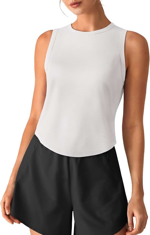 G4Free Lyocell Workout Athletic Tank Tops High Neck Sleeveless Yoga Tanks Loose Gym Running Exercixe Top