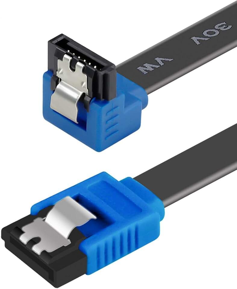 BENFEI SATA III Kabel, 1 Stück, 6Gbps, 90 Grad rechtwinklig mit Verriegelungsriegel 18 Zoll für SATA HDD, SSD, CD-Treiber, CD-Brenner usw,Blau