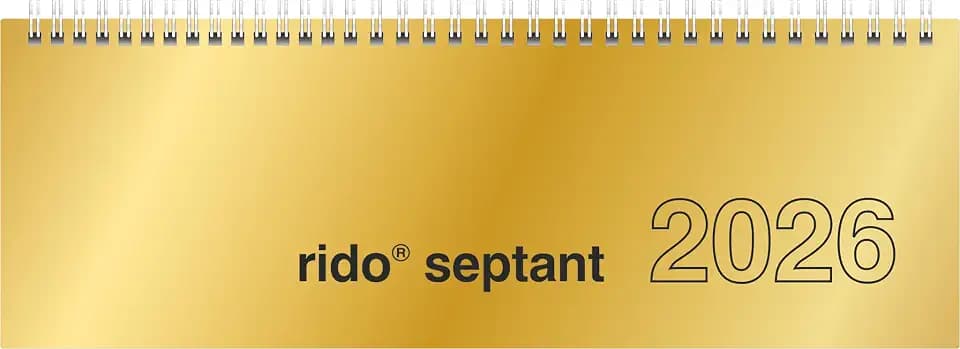 rido/idé Querterminbuch Mod. septant 2026 | 30,5×10,5 cm, Karton, gold