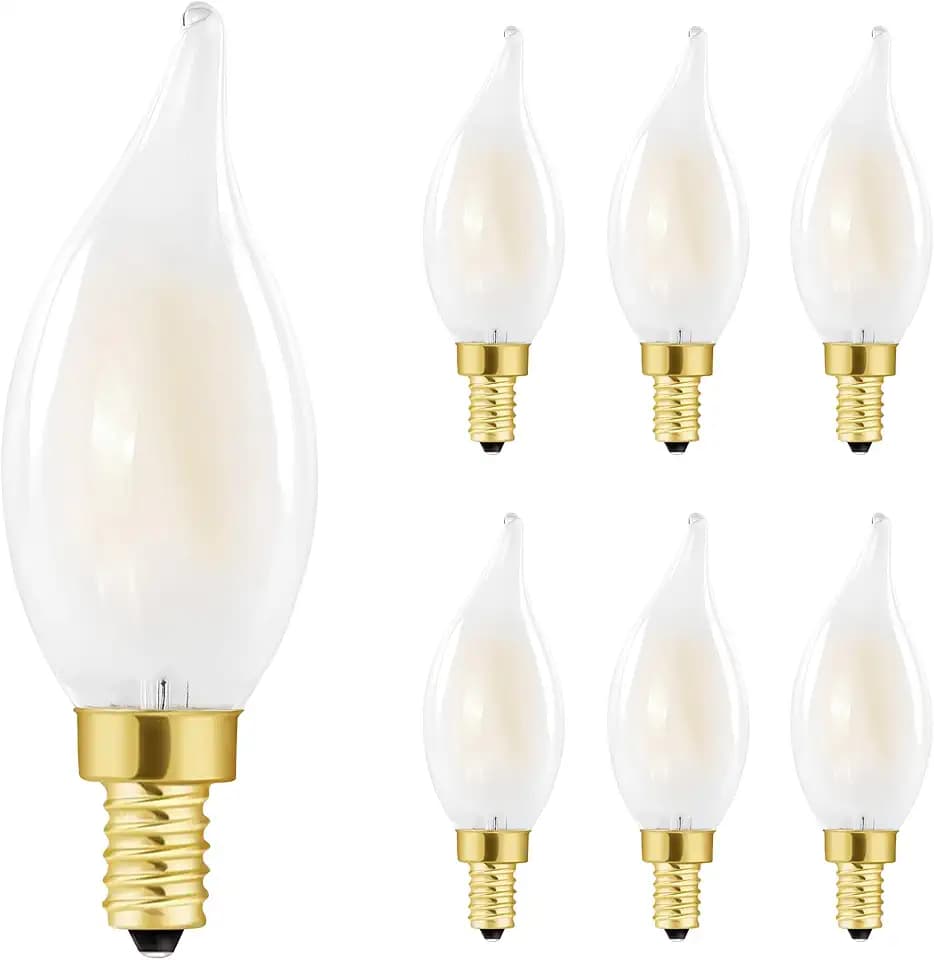 E12 Chandelier Light Bulbs 40 Watt Frosted Candelabra Candle LED Bulb 4000K