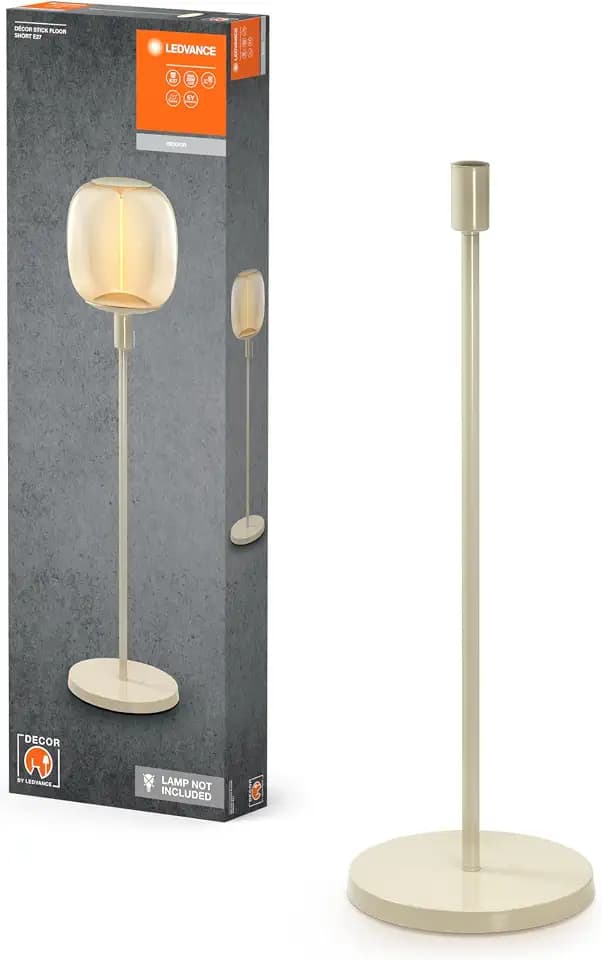 LEDVANCE Dekorative Stehleuchte mit E27-Fassung, kurzer Ständer (Höhe 78cm), Beige, mit 1.8m Stromkabel, perfekt passende OSRAM 1906 LED Lampe separat erhältlich
