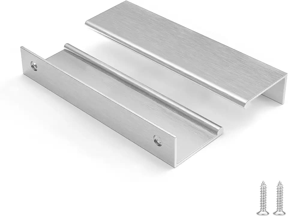 Rergy Drawer Handles Brushed Nickel Cabinet Pulls 5 inch 20 Pack, Finger Pulls for Cabinet Edge Pulls, Aluminum Alloy Hardware with Smooth Edge for Dresser Drawer Handles, Screws Included