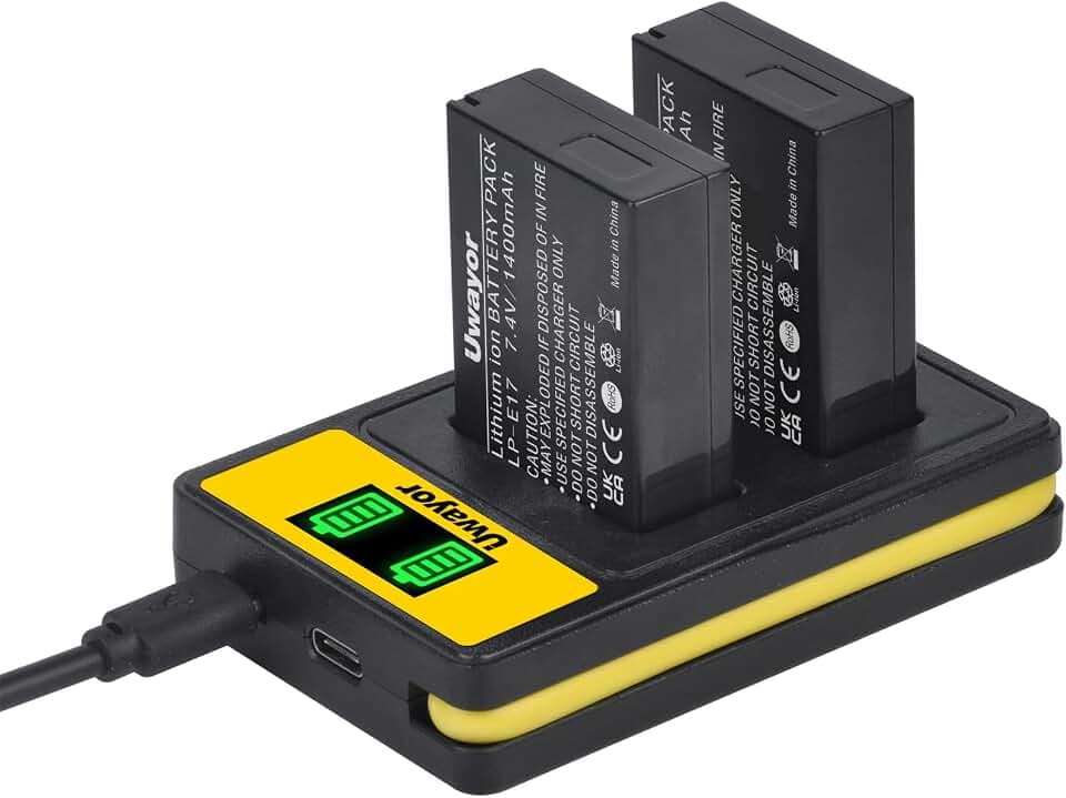 LP-E17 Ladegerät USB Dual Slot Akku Ladegerät für Canon EOS RP, EOS R10, T8i, T7i, T6i, T6s, SL2, SL3, EOS M3, M5, M6, EOS 200D, 77D, 750D, 760D, 800D, 8000D, Digital SLR Camera