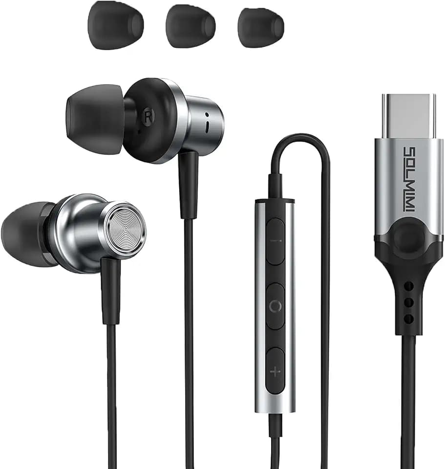 Wired Earbuds USB C with Mic for Samsung iPhone Pixels Mac Tablet PC Ipad
