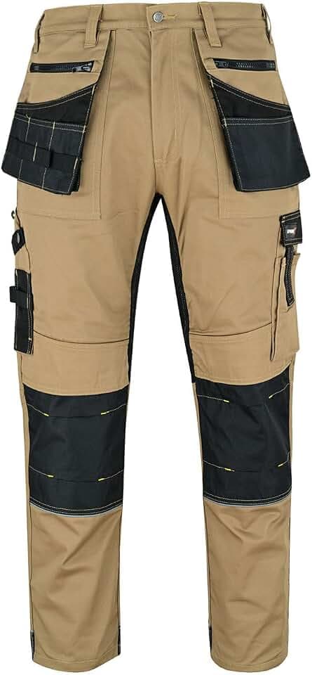 Arbeitshose für Herren – robuste professionelle Arbeits- und Sicherheitshose mit Holstertaschen – Cargohose für Herren mit Kniepolstertaschen – Schwarz – 310 g/m²