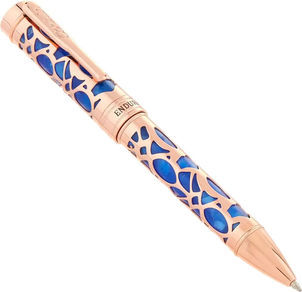 Conklin Endura Deco Crest Ballpoint Pen in Blue with Rose Gold Accents – Elegant Writing Instrument by Conklin Pen Company