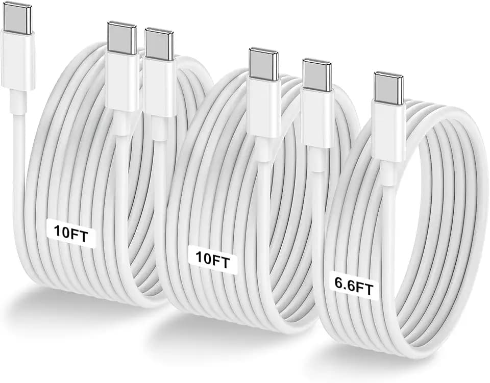 3-Pack [6.6FT+10FT+10FT] 60W USB C to USB C Cable, Type C Fast Charging Cable for iPhone Air 17 16e 16 15 Pro Plus Pro Max，for Galaxy S25/S24, for iPad Pro/Air/mini, for MacBook Pro/Air and More