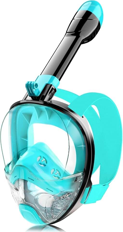 Full Face Snorkel Mask for Adults Teen, Snorkeling Gear with Detachable Camera Mount, Panoramic 180° View, Anti-Fog Anti-Leak Snorkling Set for Man and Women