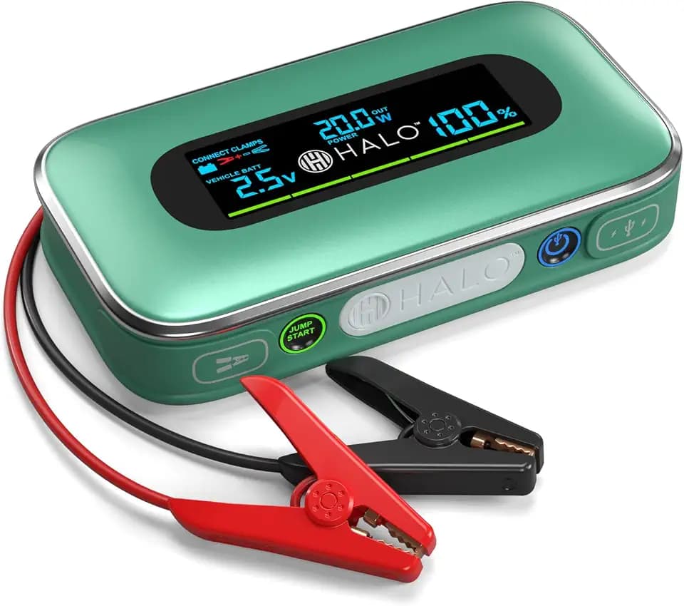 Halo Bolt 1500A Car Battery Jump Starter, Power Bank, LED Light, Green