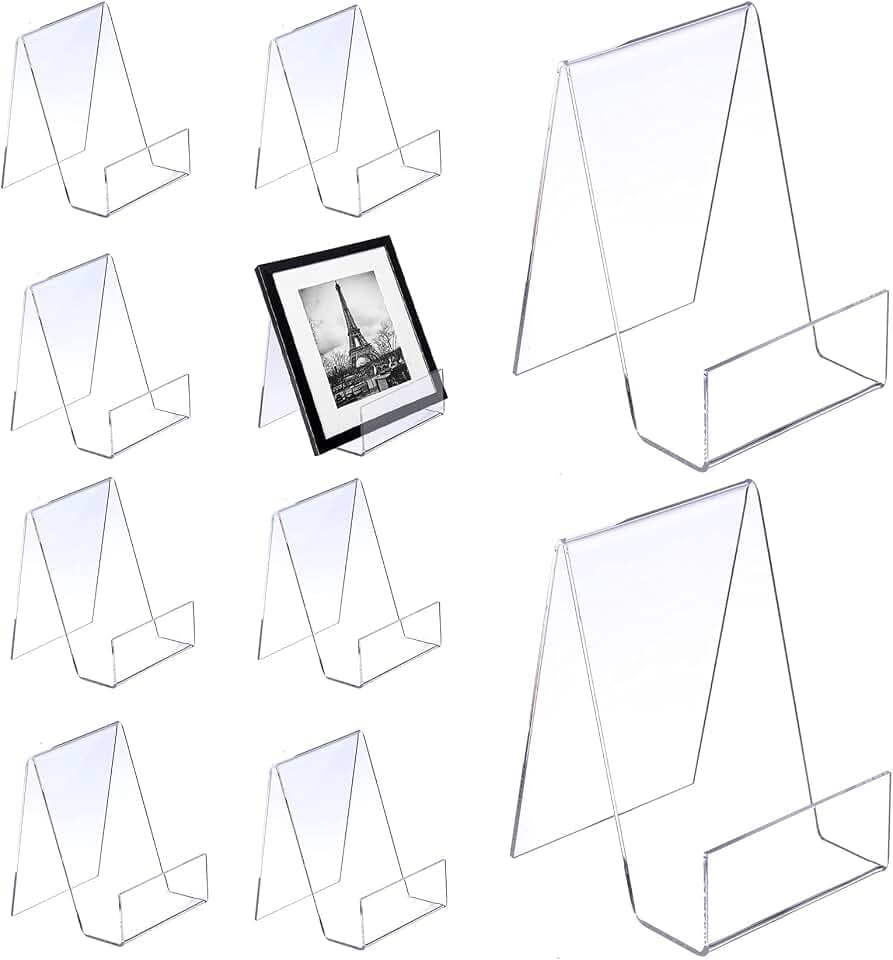 10PCS Klarer Buchständer aus Acryl,Warenträger als Buchstütze und Aufsteller,Transparenter Acryl Tablet Halter zum Anzeigen von Fotos, Büchern, Noten, Notebooks, Handwerk, Kunstwerken