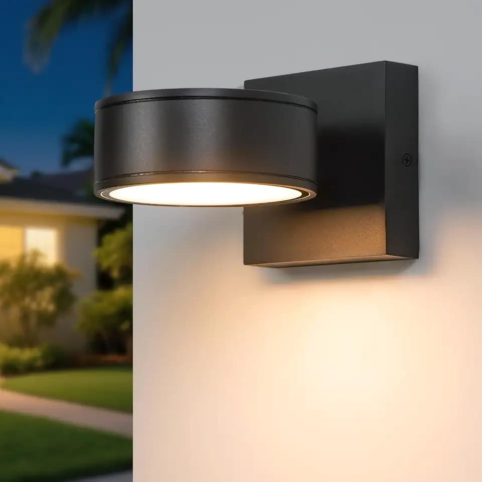 Fire Wolf Aluminum LED Outdoor Wall Light, Modern Black 3000K Outdoor Wall Sconce, Waterproof Front Door Down Light Wall Mount, Exterior Lighting Fixtures for Entrance, Hallway, Garden, Porch, Patio
