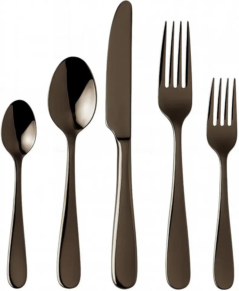 Silverware Set for 6, 30-Piece Famous Haus London Forged Flatware Set, Stainless Steel Cutlery Set with Fork Knife Spoon, Matte Black Finish, Nickel Free & Dishwasher Safe, Wedding Gift